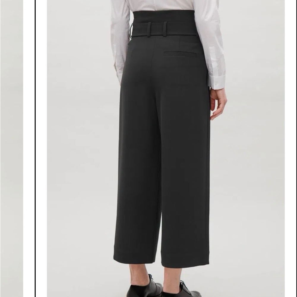 COS Trouser Women’s Relaxing fit High-Waisted wide-Leg cropped tie front size L - Picture 3 of 13